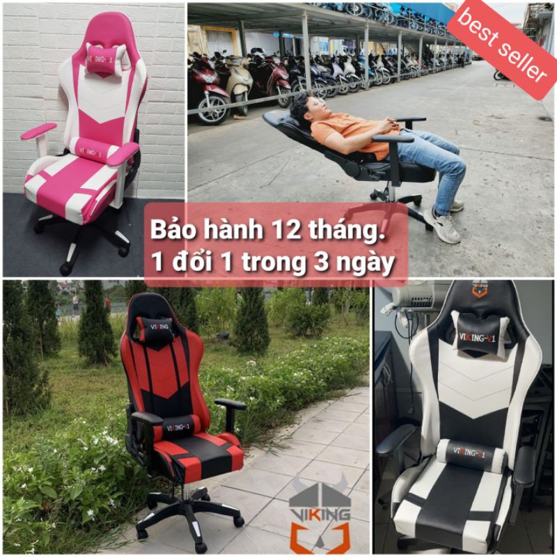 Ghế gaming, chơi game cao cấp V1 da Pu dày dặn, nệm dày êm ái.