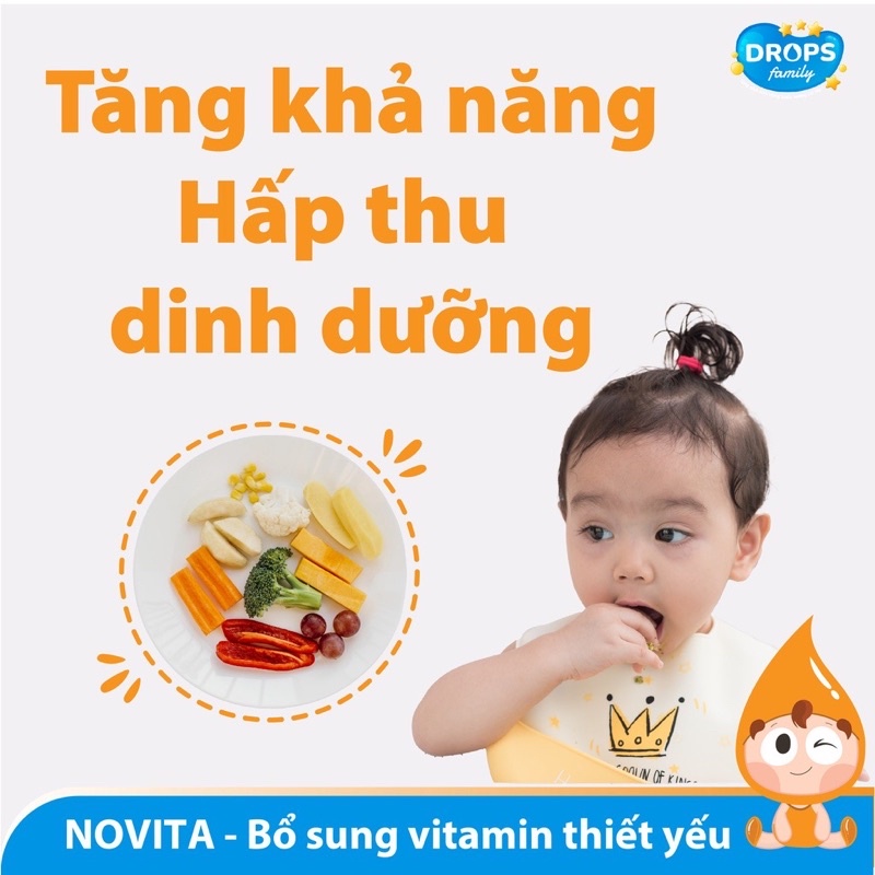 NOVITA - Vitamin tổng hợp cho bé bổ sung vitamin thiết yếu giúp trẻ tăng cường hấp thu dinh dưỡng, ăn ngon