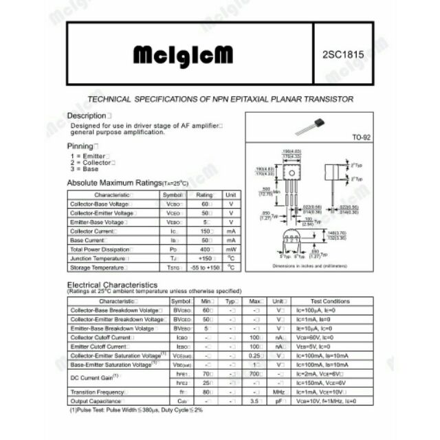 Ic 1815 bán dẫn 100sp
