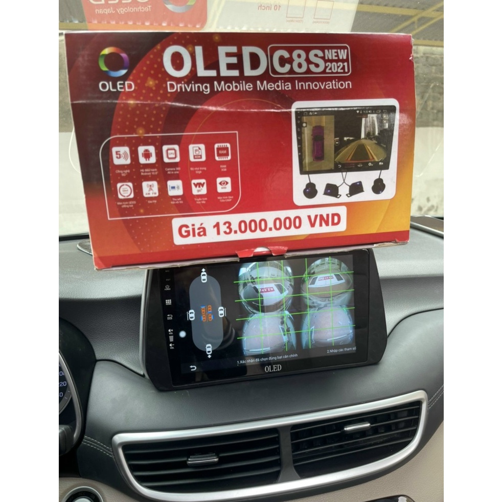 Màn liền camera 360 OLED C8S NEW cho các dòng xe ô tô, Màn hình dvd android OLED C8S ram 3g rom 32g, mặt dưỡng, zắc zin