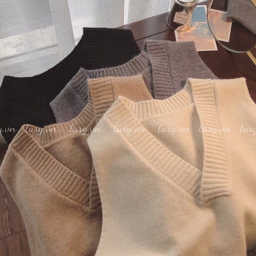 Áo Gile Tay Cộc Cổ V Trơn Chất Len Unisex Thời Trang Thu Đông - Tury.vn - Mã AG007
