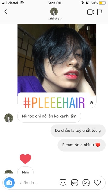 [KHÔNG TẨY] Thuốc nhuộm tóc màu XANH DƯƠNG ĐEN/XANH THAN+kèm oxy trợ dưỡng và găng tay | BigBuy360 - bigbuy360.vn