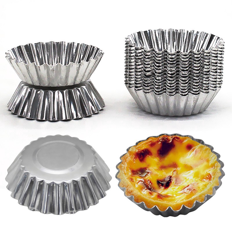 [Mới] Set 10 Khuôn Nhôm Bạc Làm Bánh Trứng / Bánh Quy / Khuôn Thiếc