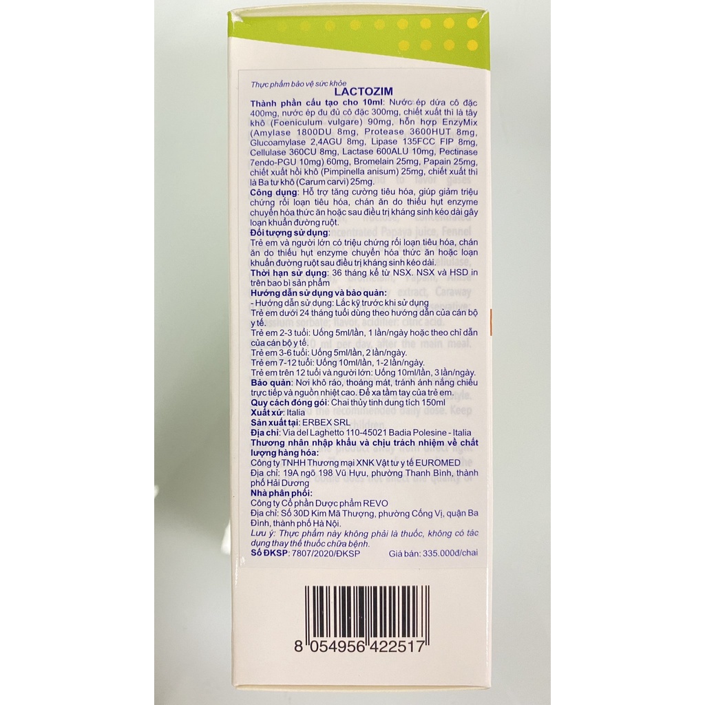 [Kèm Quà Tặng] Lactozim - Bổ sung các enzym giúp trẻ ăn ngon, kích thích tiêu hóa, tăng cường hấp thu (Chai 150ml)