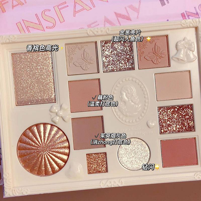 Bảng Phấn Mắt Màu Lì Ánh Ngọc Trai Lâu Trôi Lên Màu Chuẩn Insfany