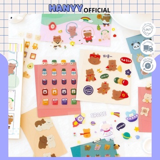 Sticker Hình Dán Hình Gấu Dễ Thương Chống Nước Trang Trí Sổ Tay, Laptop