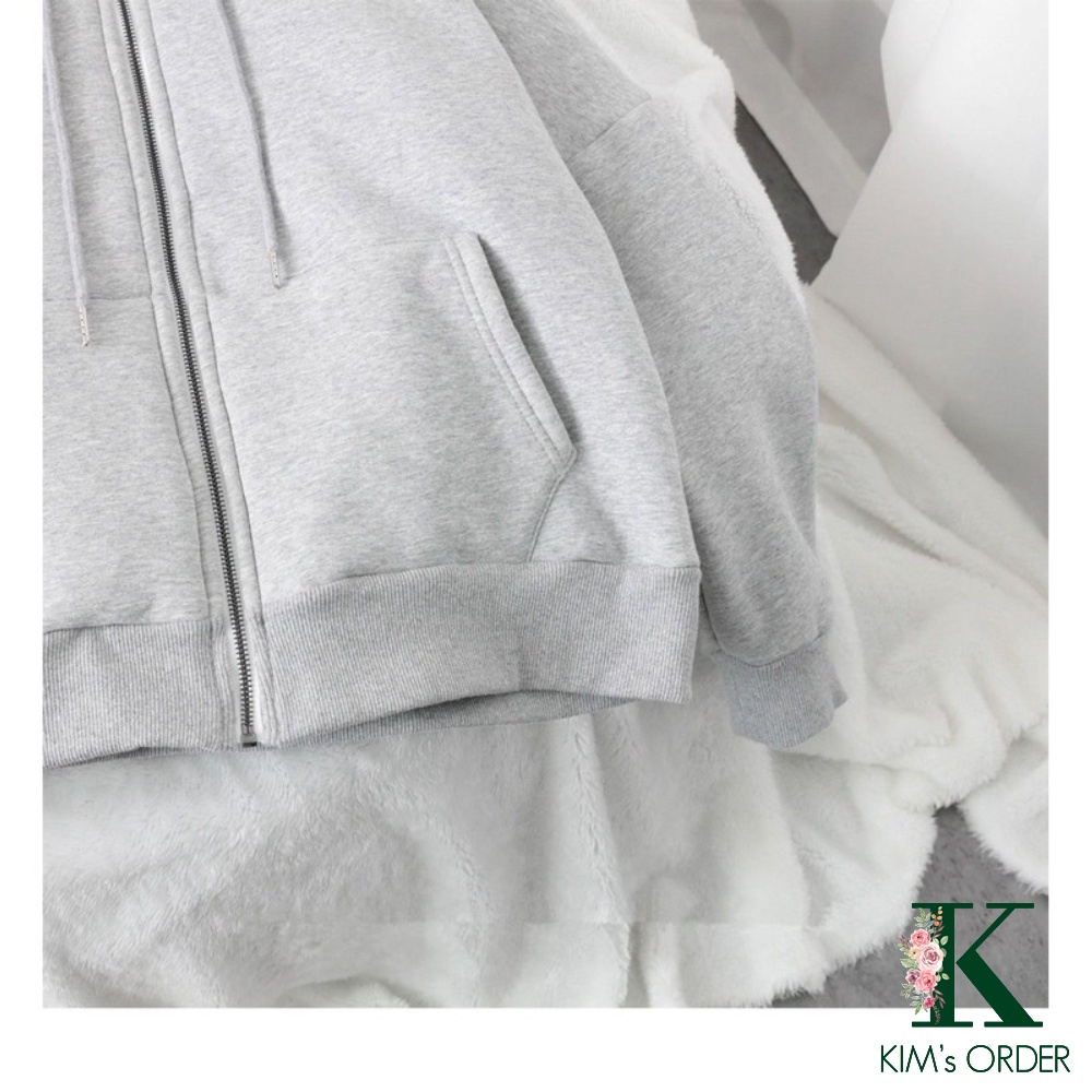 Áo khoác nỉ nam nữ màu đen ghi xám dài tay có mũ lót bông dày dặn mùa thu đông phong cách Hàn Quốc phom rộng có khoá kéo | BigBuy360 - bigbuy360.vn