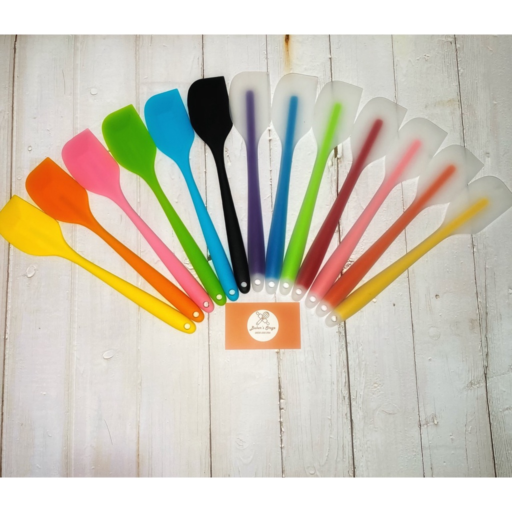 Phới trộn bột silicon/ Cây vét Spatula lưỡi trong và lưỡi màu