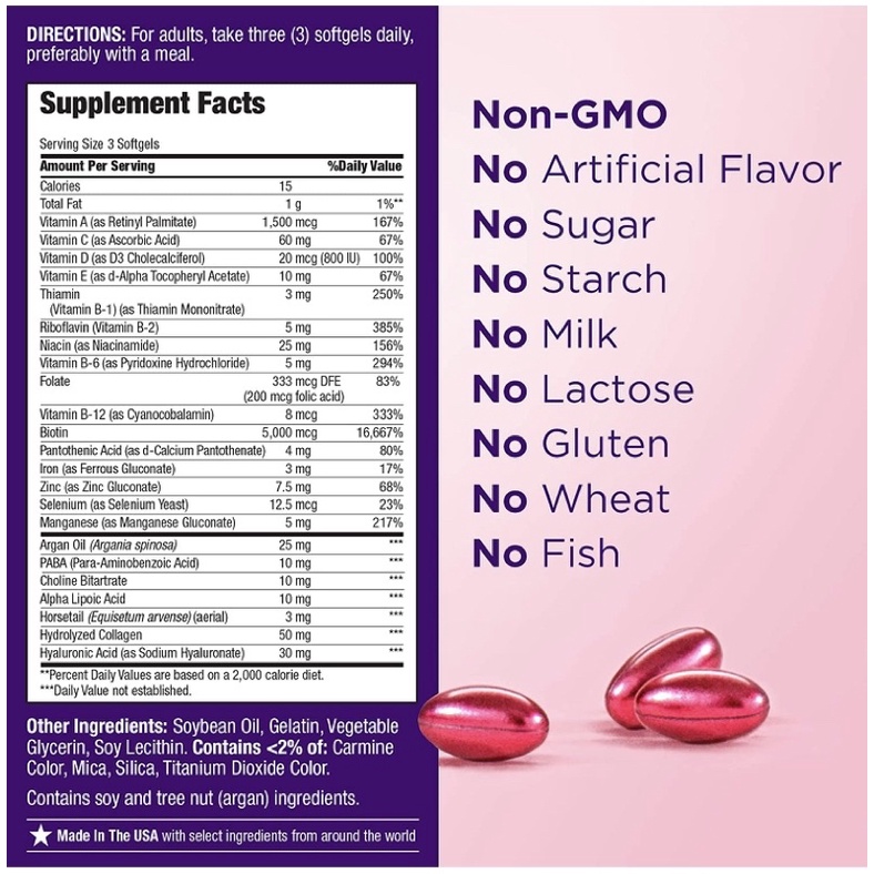 Kẹo dẻo đẹp da Hair skin nails Gummies 230 viên/ 250v/150v USA