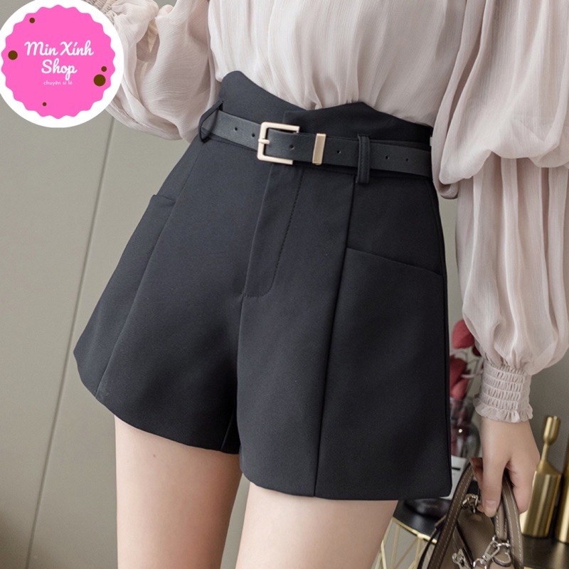 Quần short đùi ngắn lưng cao sẻ cạp V túi trươc chất tuyết mưa [mã T40
