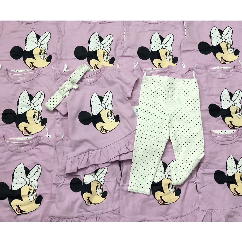 Set bộ cotton mickey minnie quần legging cho bé gái từ 8 đến 15 kg