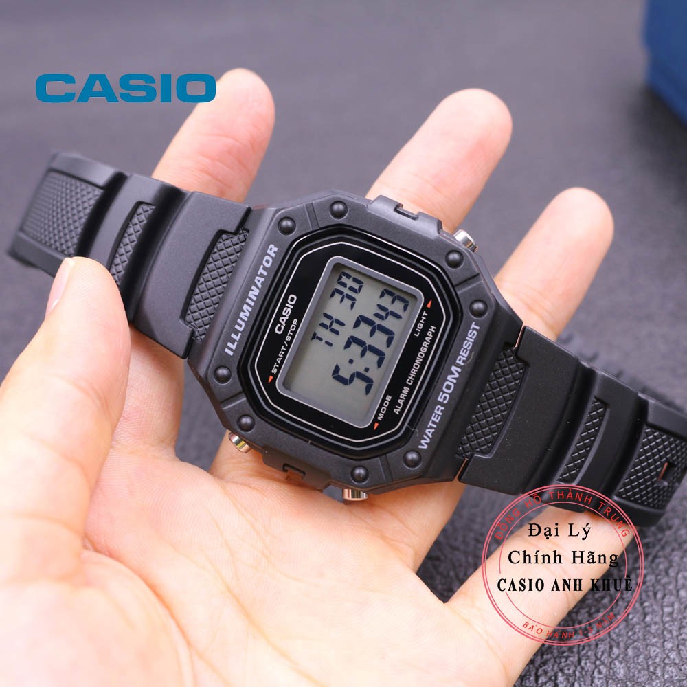 Đồng hồ điện tử nam Casio W-218H-1AVDF dây nhựa