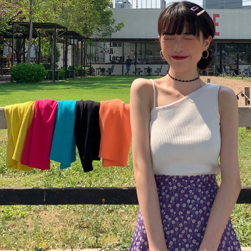 Áo Dệt Kim Sát Nách Màu Trơn Phong Cách Hàn Quốc Quyến Rũ
