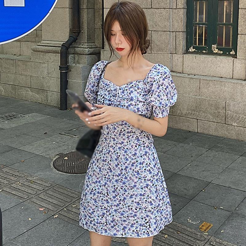 Đầm body tay ngắn họa tiết hoa thời trang Hàn Quốc