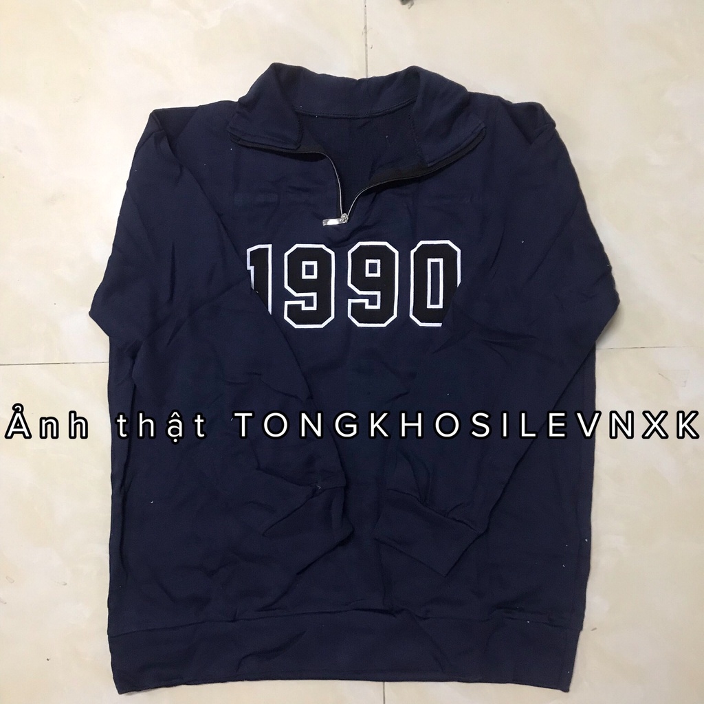 Áo Nỉ Cổ Cao 1990 Xám Xanh Khóa Kéo  Áo Sweater Nữ Polo Có Cổ form rộng tay bồng vintage, hoodie zip Ulzzang Mặc 2 Kiểu