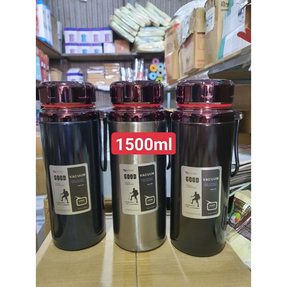 BÌNH GIỮ NHIỆT LẮP KIM CƯƠNG CAO CẤP 1500ml INOX GIỮ NÓNG GIỮ LẠNH TIỆN LỢI
