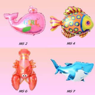Bóng hình sinh vật biển, con cá, con tôm, con mực trang trí