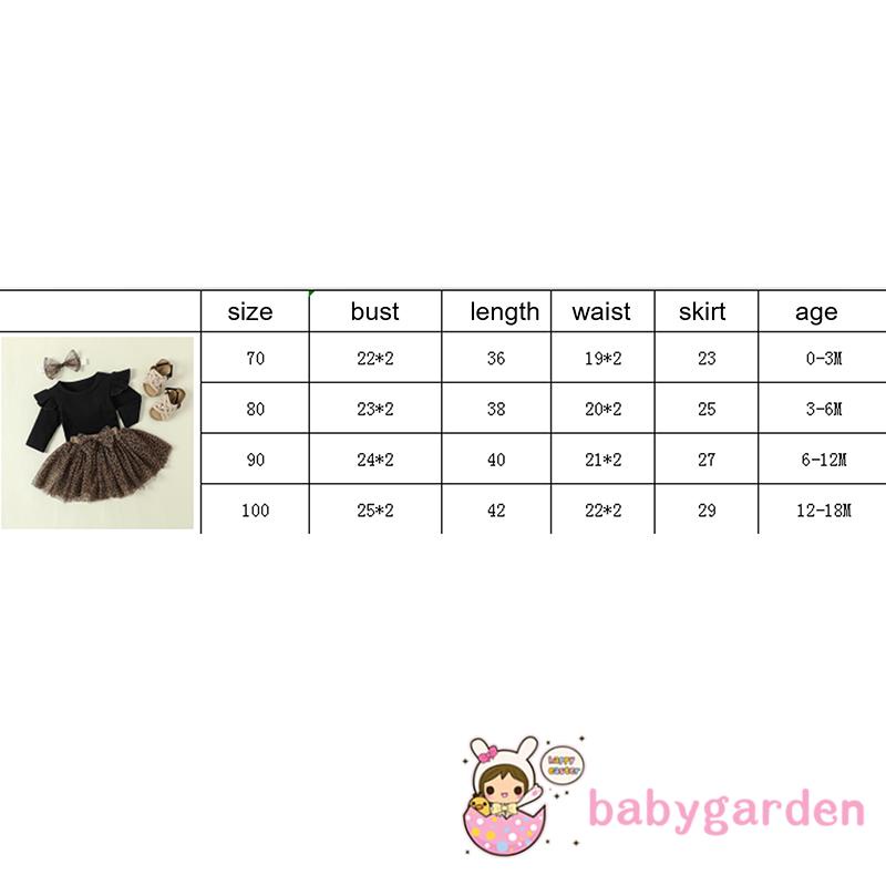 Set Đồ 3 Món Gồm Áo Liền Quần Tay Dài Dệt Kim Màu Trơn + Chân Váy Lưới + Băng Đô Họa Tiết Da Báo Dành Cho Bé Gái 0-18 Tháng Tuổi