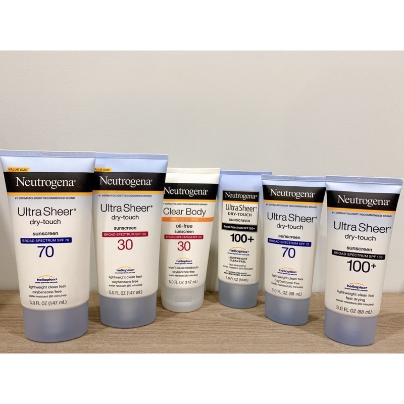 Kem Chống Nắng Neutrogena Ultra Sheer Dry-Touch Sunscreen  SPF100, SPF85, SPF70, SPF55, SPF45, SPF30, Clear Body SPF30