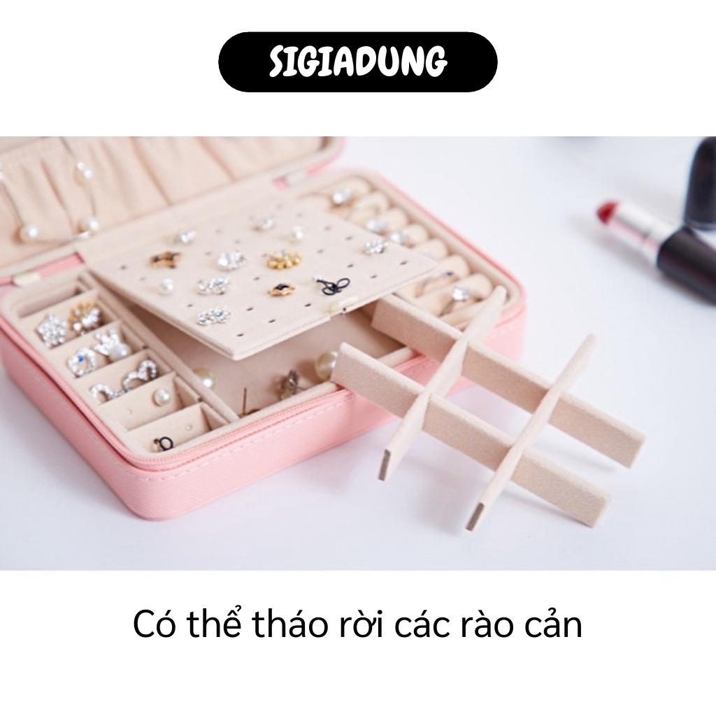 [SGD] Hộp Đựng Trang Sức - Hộp Lưu Trữ Dây Chuyền, Khuyên Tai, Nhẫn Có Gương Bọc Da Pu 9506