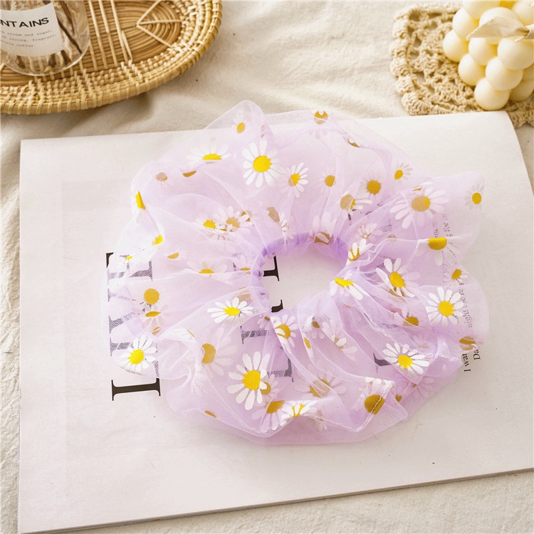 Dây Cột Tóc Cao Su Co Giãn Thêu Hình Hoa Cúc Thời Trang Hàn Quốc Cho Nữ