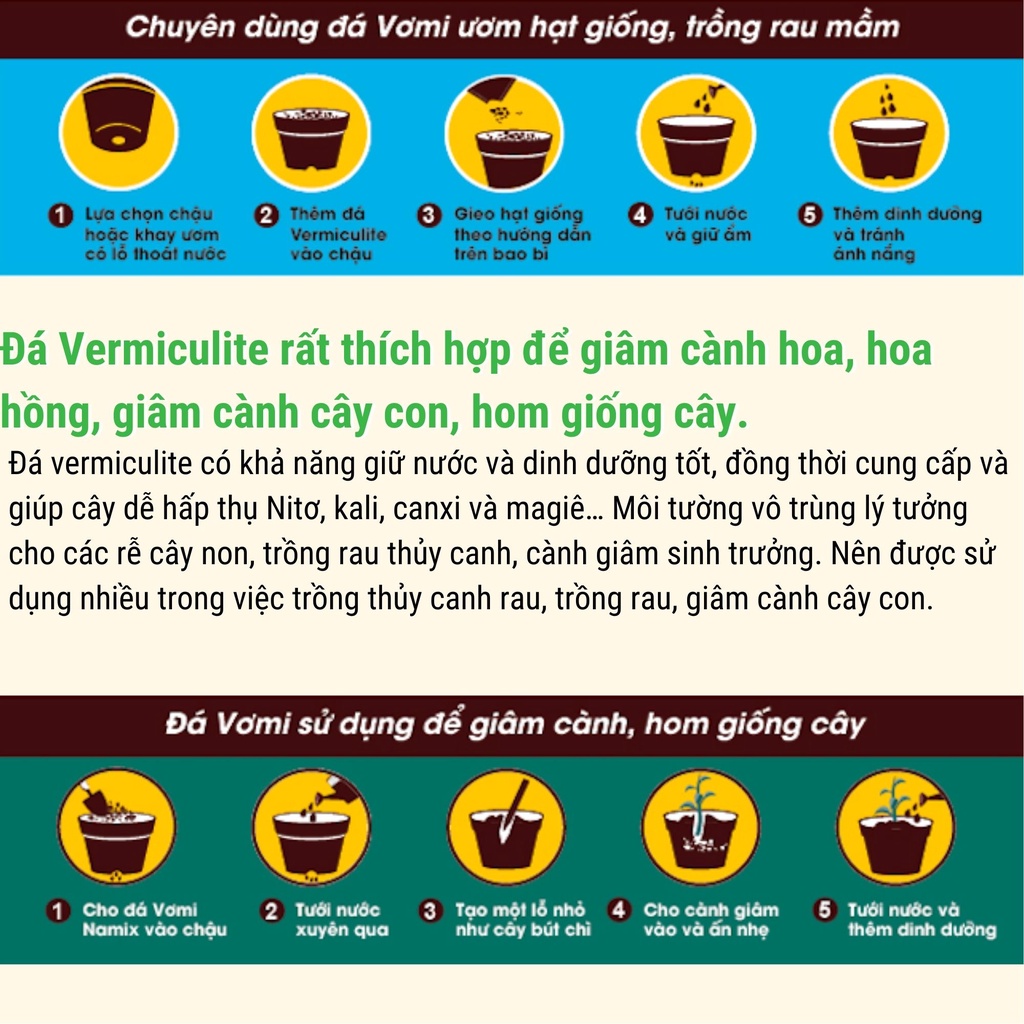 Đá Vermiculite  NAMIX - Chuyên Dùng Cho Trồng Rau Mầm, Ươm Cây Con, Giâm cành - Shop Phân Bón và Hạt Giống