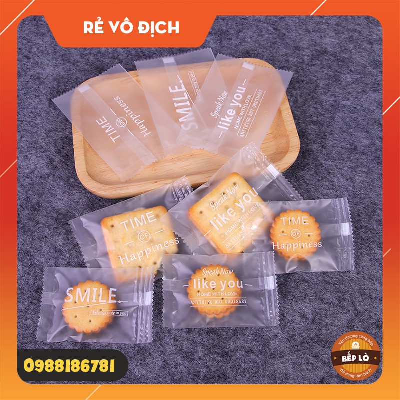 Túi đựng bánh quy chữ Happiness SIÊU ĐẸP SANG TRỌNG - set 100 túi