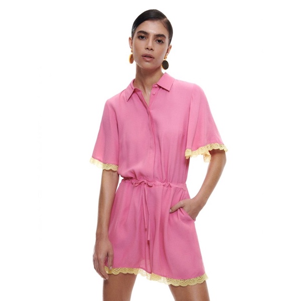 Jumpsuit hồng viền ren size 38  Reserved UK newtag chính hãng