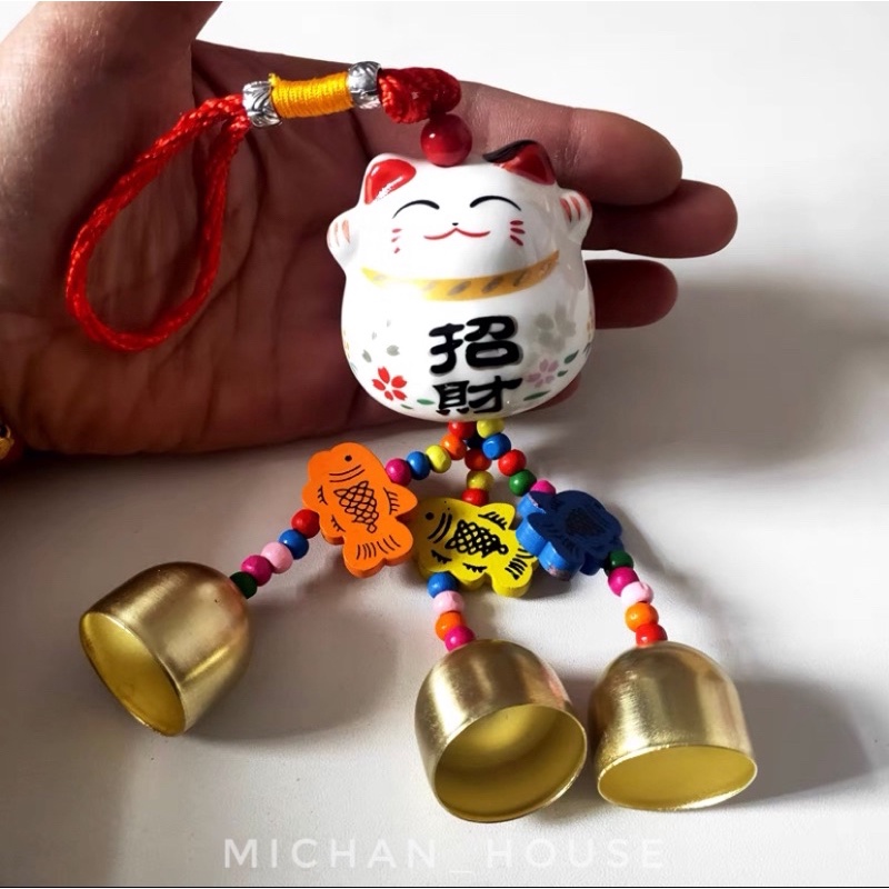 Chuông gió mèo thần tài, dây mèo thần tài có chuông, maneki neko