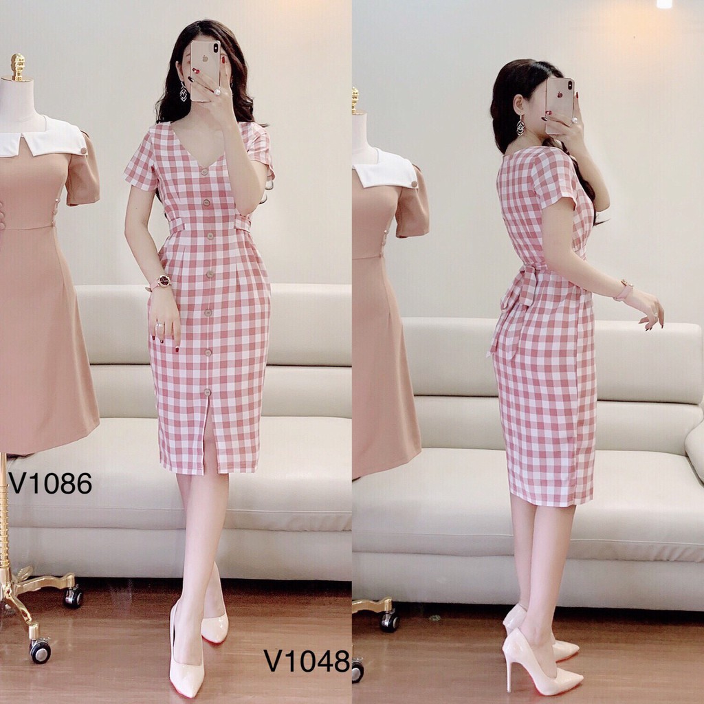 [ xả kho ] MiD Đầm suông nơ eo V1048Mie Design ảnh thật