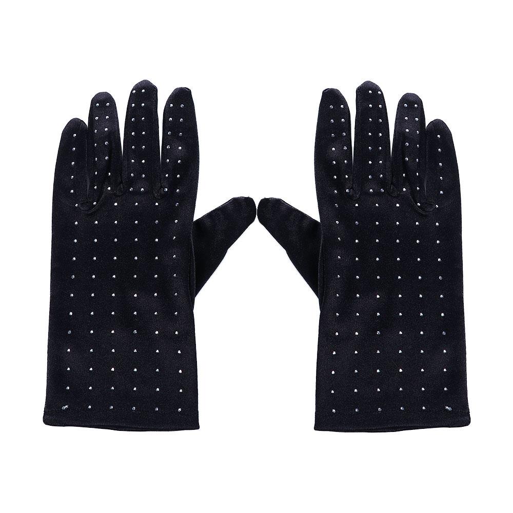 Găng Tay Lưới Hở Ngón Đính Kim Sa Toàn Diện Phong Cách Retro Cho Nữ