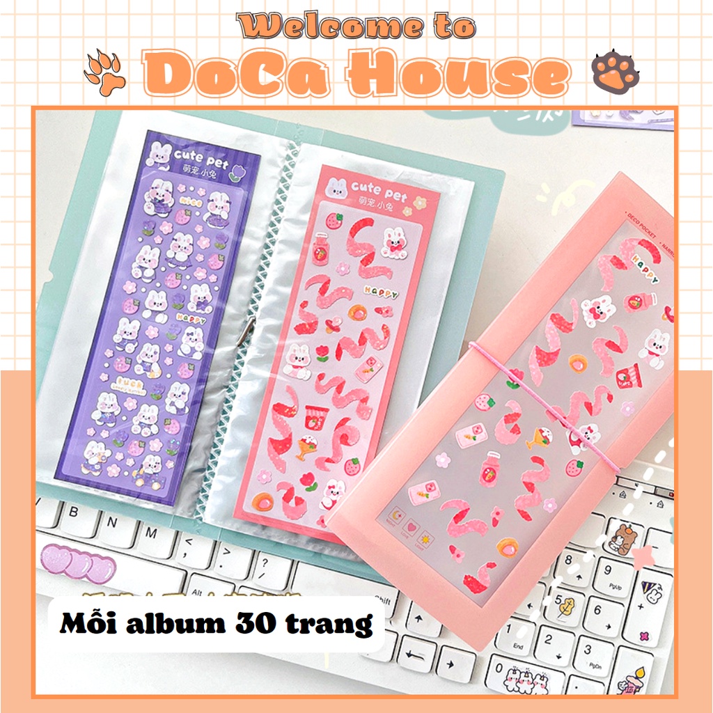 Sổ Bìa Album Dáng Dài 30 Ngăn Lưu Trữ Các Loại Sticker Màu Pastel Xinh Xắn