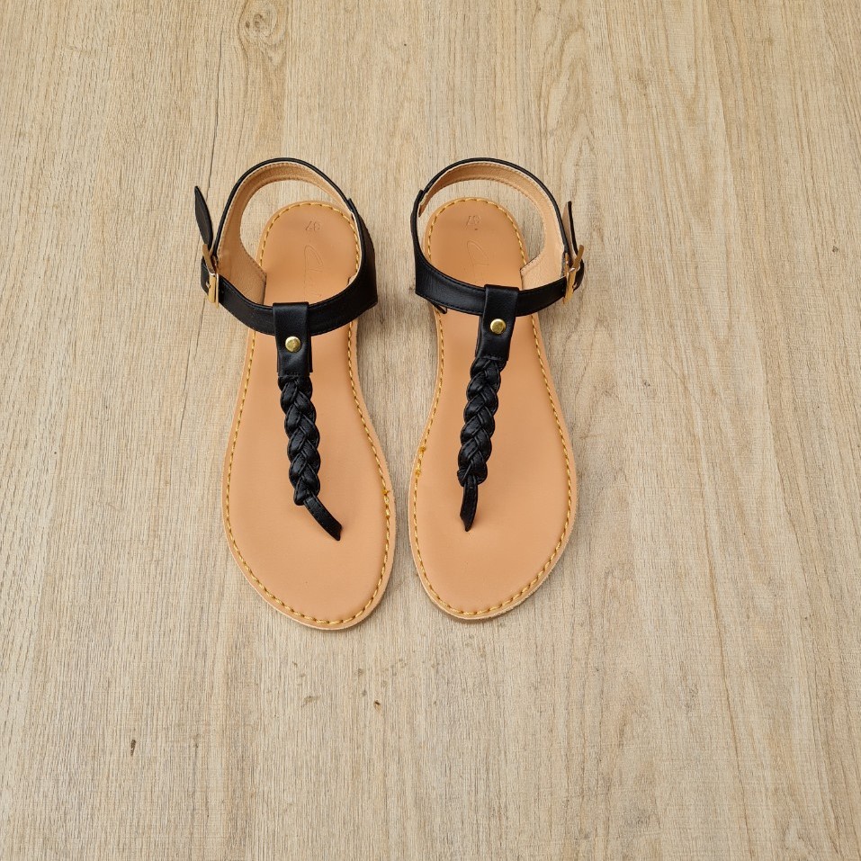 Sandal nữ kẹp dây mảnh NALLDOS quai đan cá tính, đế thấp TPR êm nhẹ chống trượt 3 màu thời trang