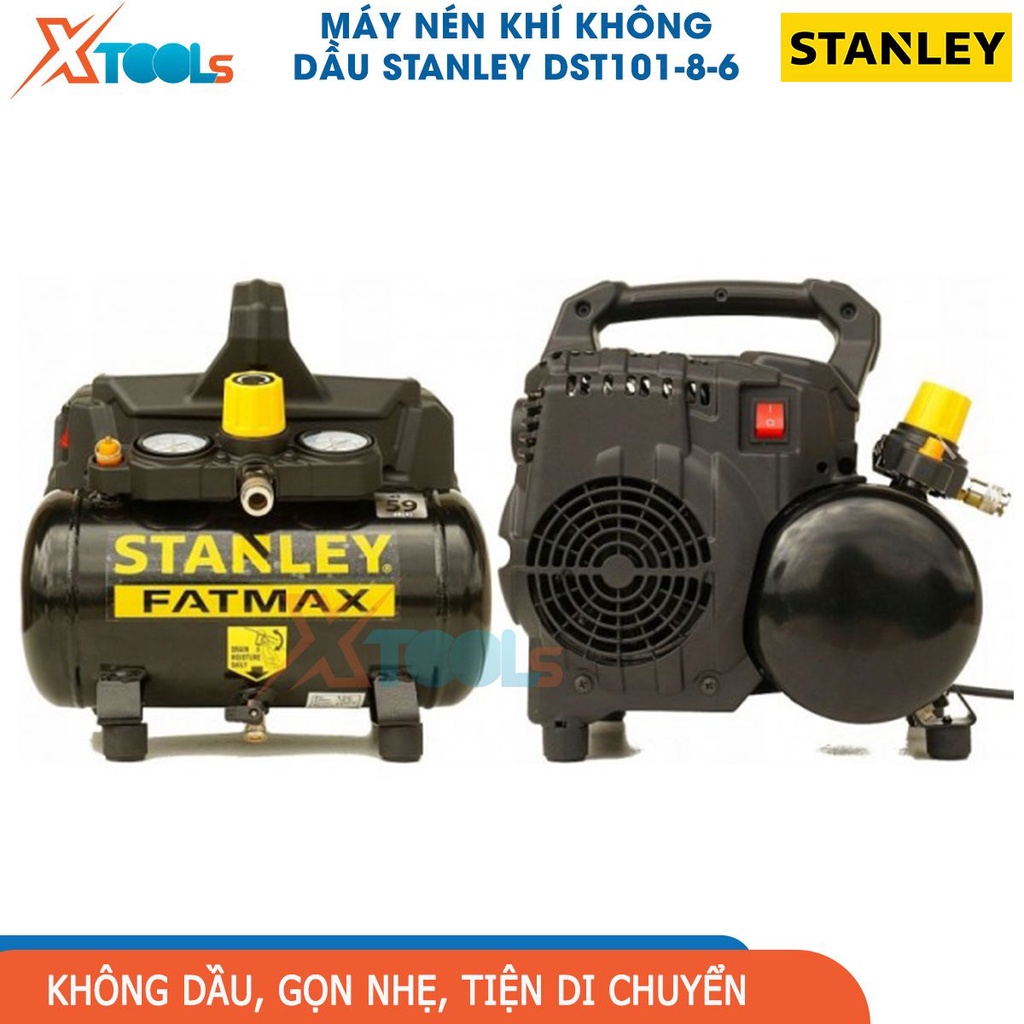 Máy nén khí không dầu 6L STANLEY DST101-8-6, Áp suất: 8 Bar, công suất: Động cơ 1HP, 105L/M [chính hãng][xtools]