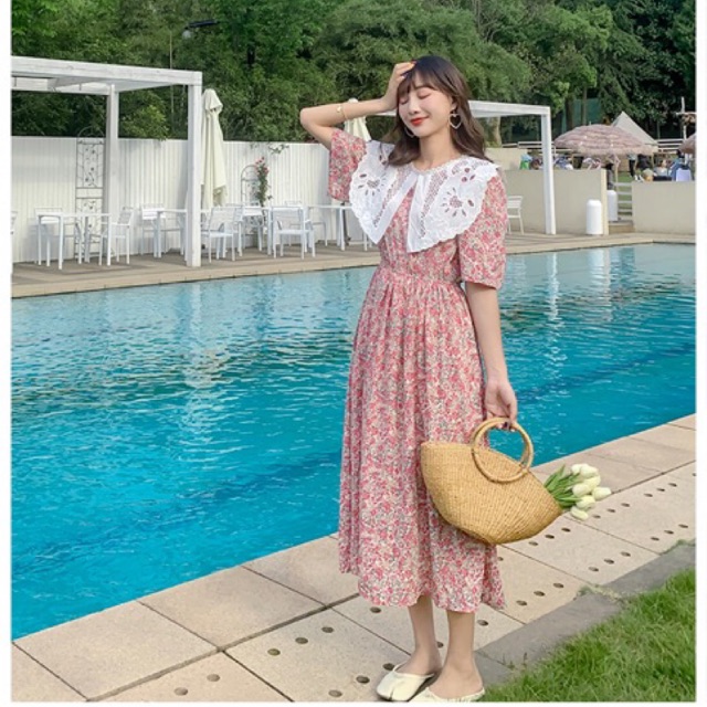 Váy hoa nhí vintage cổ lá sen Ulzzang style🌸 VFF8932 Hàng Quảng Châu