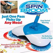 chổi thông minh spin broom + tặng kèm cuộn giấy đa năng nhà bếp - hàng chính hãng