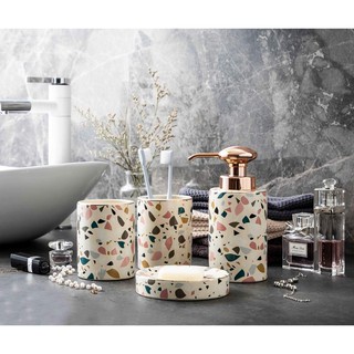 Set đồ dùng phòng tắm bằng sứ- set sắc màu