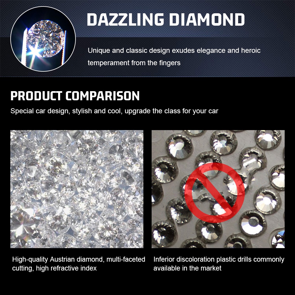 Miếng Dán Logo Trang Trí Vô Lăng Xe Hơi Honda Bmw Đính Pha Lê Lấp Lánh