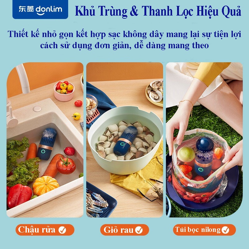 Máy Rửa Hoa Quả DONLIM Deerma - Máy Khử Khuẩn Deerma Giúp Khử Độc Tiệt Trùng Rau Củ Kháng Nước - BH 12 Tháng