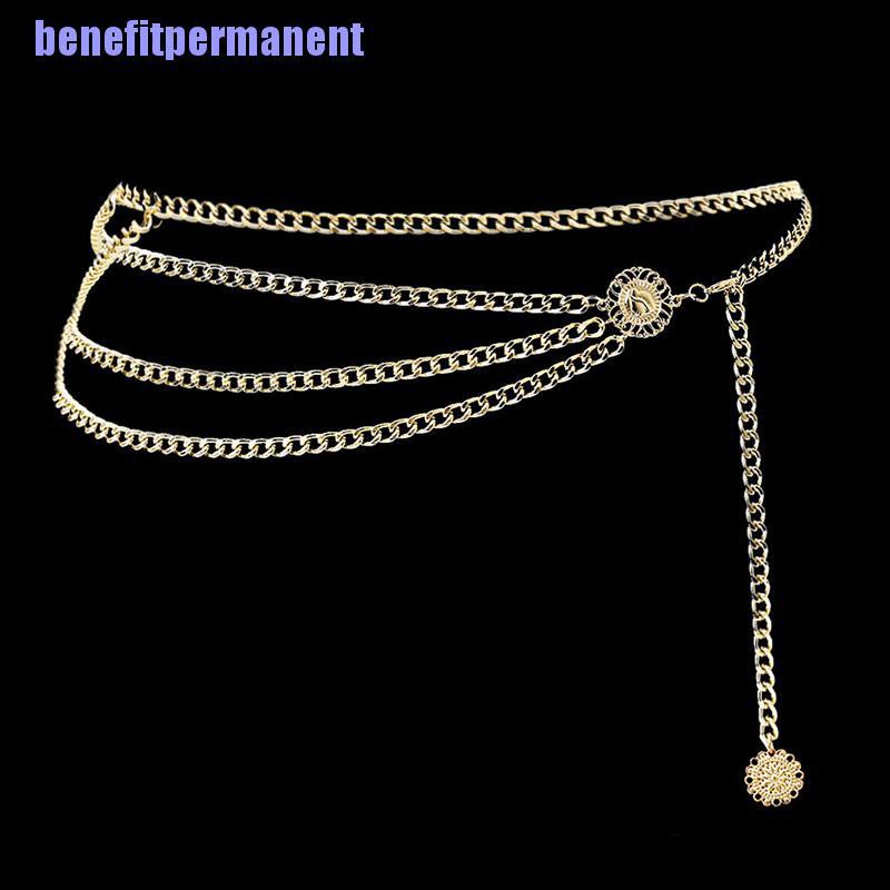 Benefitpermanent✹★ Women Metal Chain Retro Belt High Waist Hip  Charms Waistband Body Chain