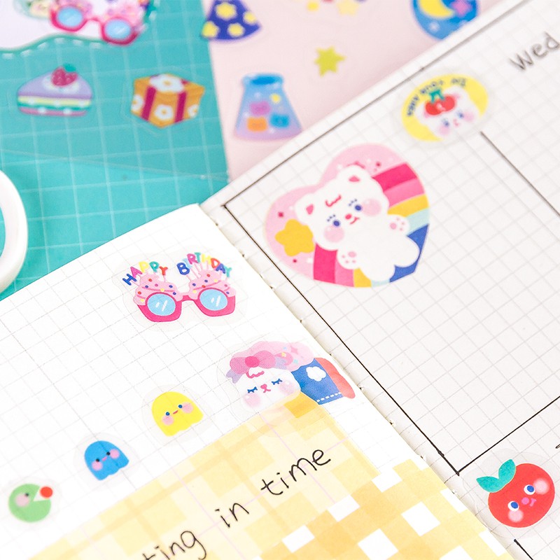 Sticker cute hình dán dễ thương miếng dán công chúa trang trí sổ planner bullet journal dụng cụ dán HAPPY MOOD