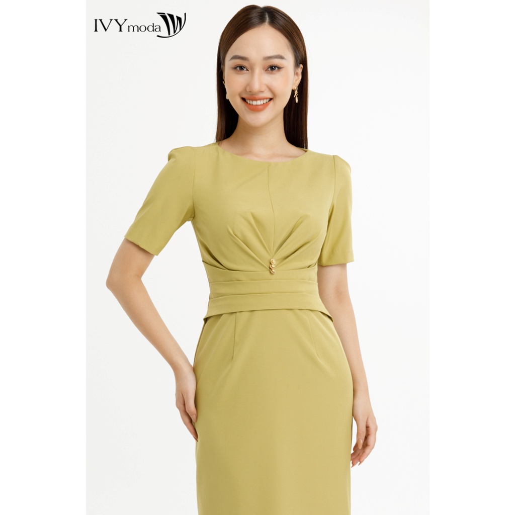 Đầm ôm eo xếp ly IVY moda MS 48M7559