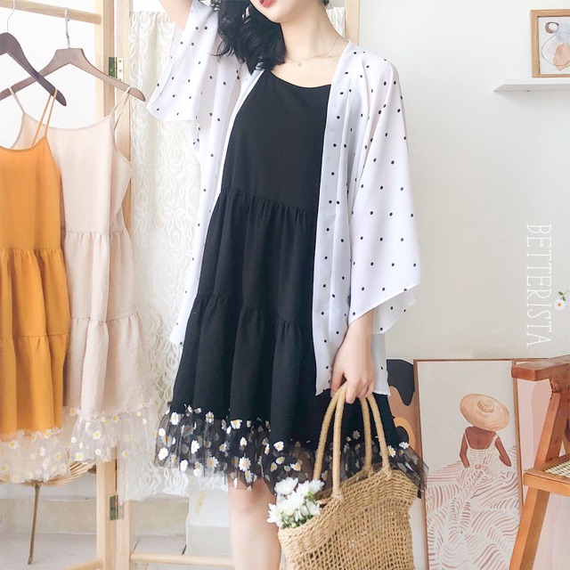 Tana dress - váy 4 tầng nhún đuôi lưới hoa cúc