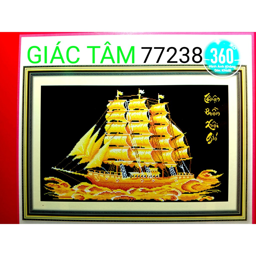 Tranh đá THUẬN BUỒM XUÔI GIÓ - 76x50cm - 77238 - BIỂN THUYỀN BUỒM CHỮ - tranh đá chưa làm - chưa gắn đá - chưa đính đá