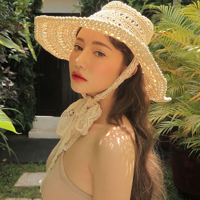 Nón cói cột dây