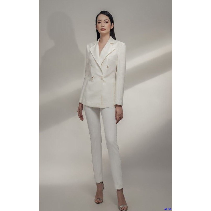 Set Bộ Áo Vest Trắng Tay Dài Quần Ôm Sang Trọng