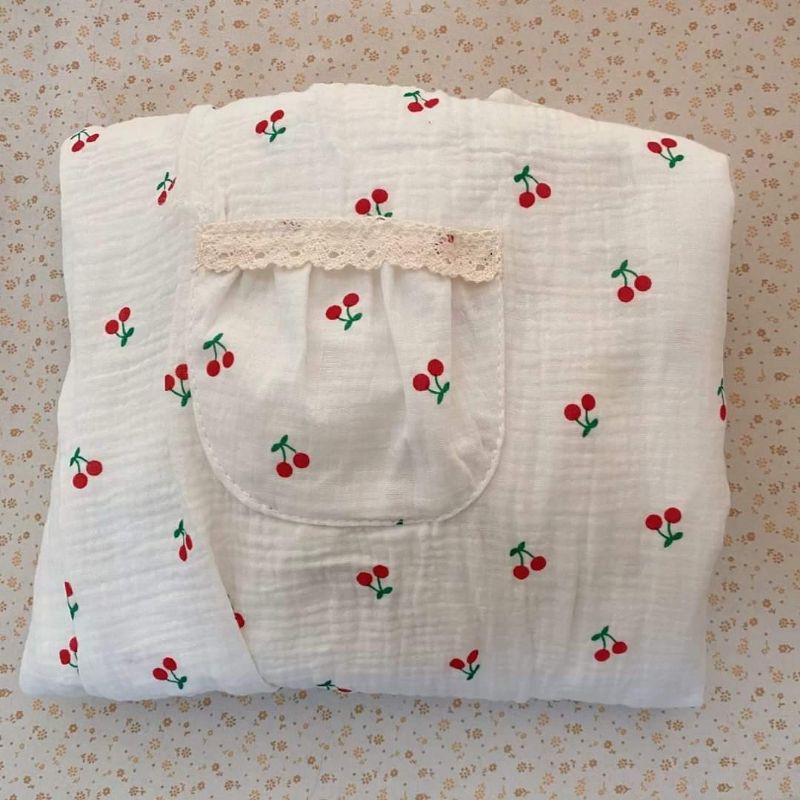 Váy ngủ linen xương rồng+ cherry