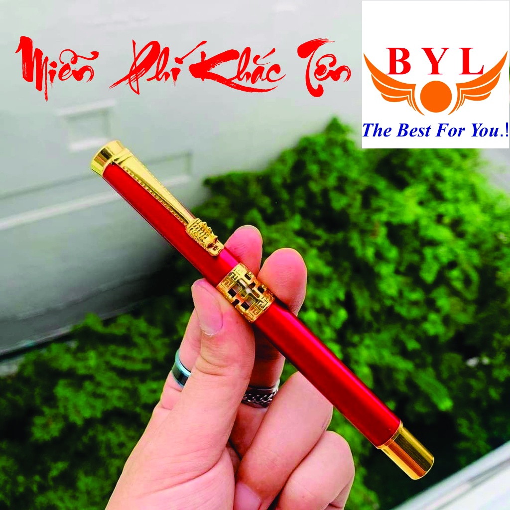 Bút bi vỏ màu đỏ/Bút ký khắc tên BYL-100