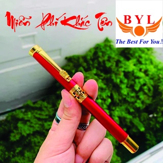 Bút bi vỏ màu đỏ/bút ký khắc tên byl-100