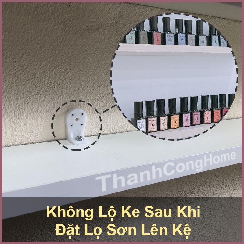 Không Dùng Khoan, Kệ gắn tường Spa - Tiệm Nail, Đợt gỗ sâu 8cm, Lắp Bằng Búa Dễ Dàng, Kệ Để Sơn Nail